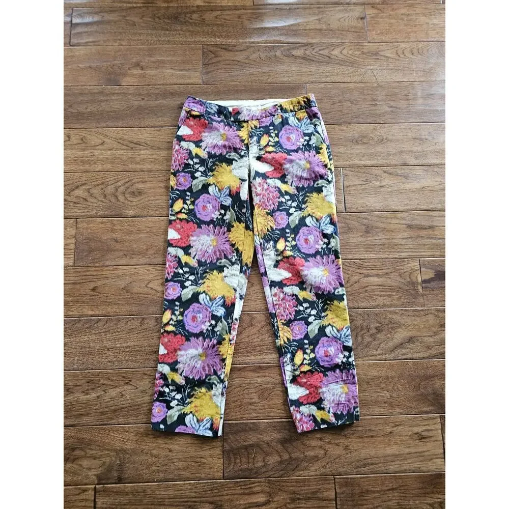 Anthropologie Elevenses‎ Bold Floral Trousers Pants Size 0 Bohemian Boho Chic